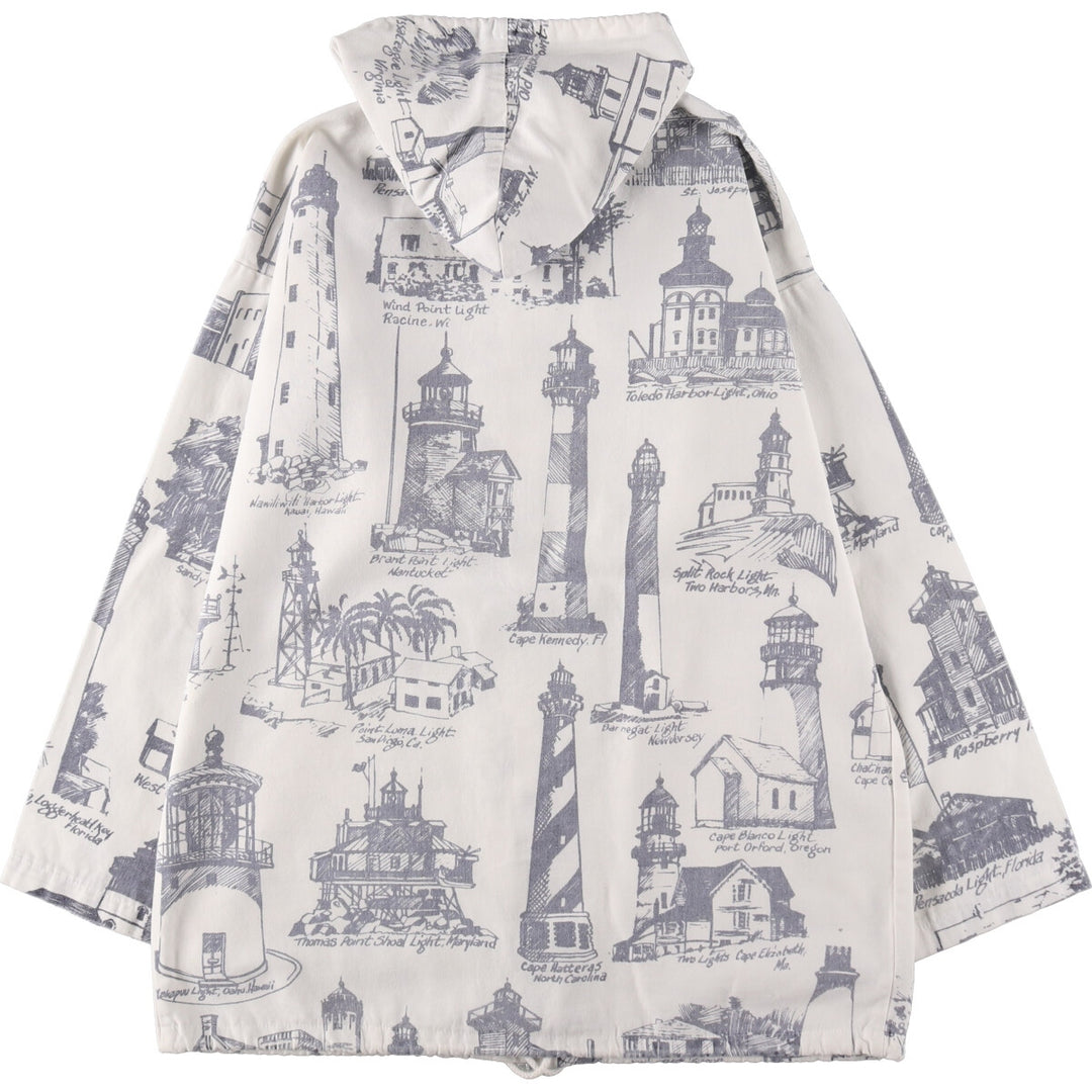 90'S MICHIGAN RAG CO. All-over print cotton hoodie, made in USA, men's XL size, vintage /eaa491842