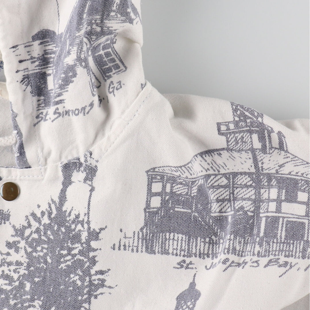 90'S MICHIGAN RAG CO. All-over print cotton hoodie, made in USA, men's XL size, vintage /eaa491842