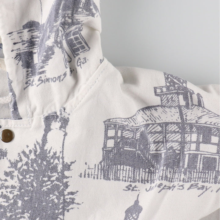 90'S MICHIGAN RAG CO. All-over print cotton hoodie, made in USA, men's XL size, vintage /eaa491842