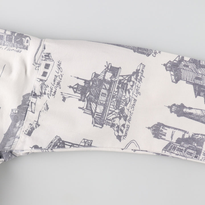 90'S MICHIGAN RAG CO. All-over print cotton hoodie, made in USA, men's XL size, vintage /eaa491842