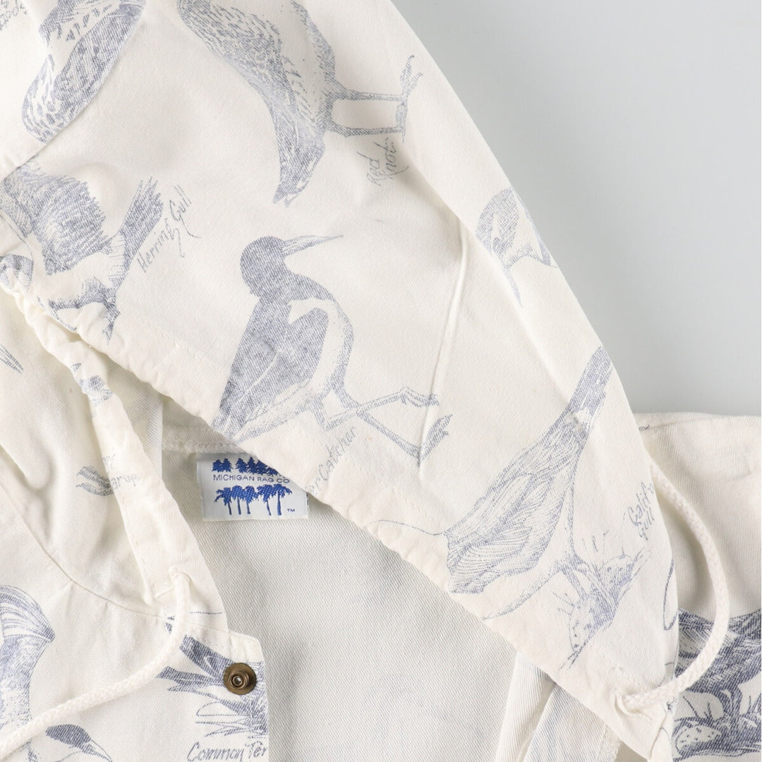 80'S Michigan Rug MICHIGAN RAG CO. Bird print cotton hoodie Made in USA Men's XL Vintage /eaa491843
