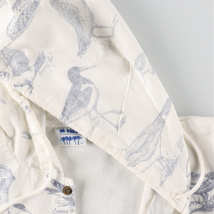 80'S Michigan Rug MICHIGAN RAG CO. Bird print cotton hoodie Made in USA Men's XL Vintage /eaa491843