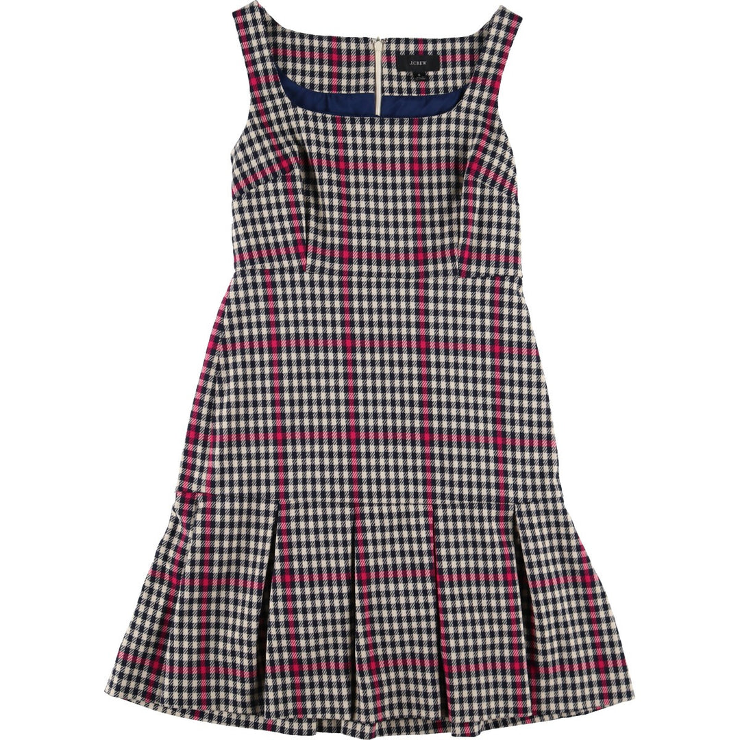 J.Crew Check Pattern Sleeveless Pleated Dress Women's Size L /eaa491905