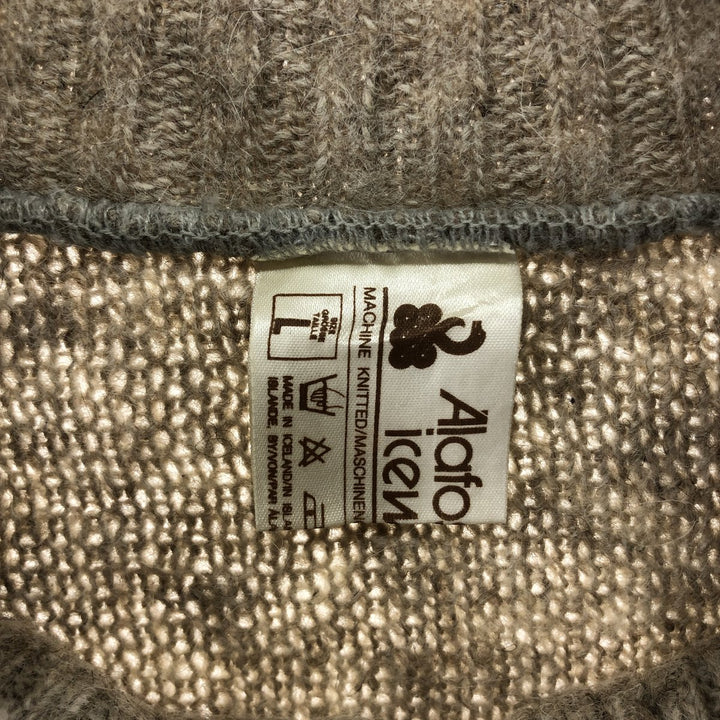 Alafoss Geometric Wool Knit Half Zip Sweater Made in Iceland Men's L /eaa492146