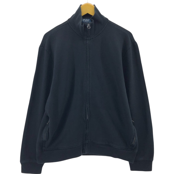 Ralph Lauren POLO by Ralph Lauren full zip sweatshirt, men's XL size Pima Cotton black type Vintage Second Hand