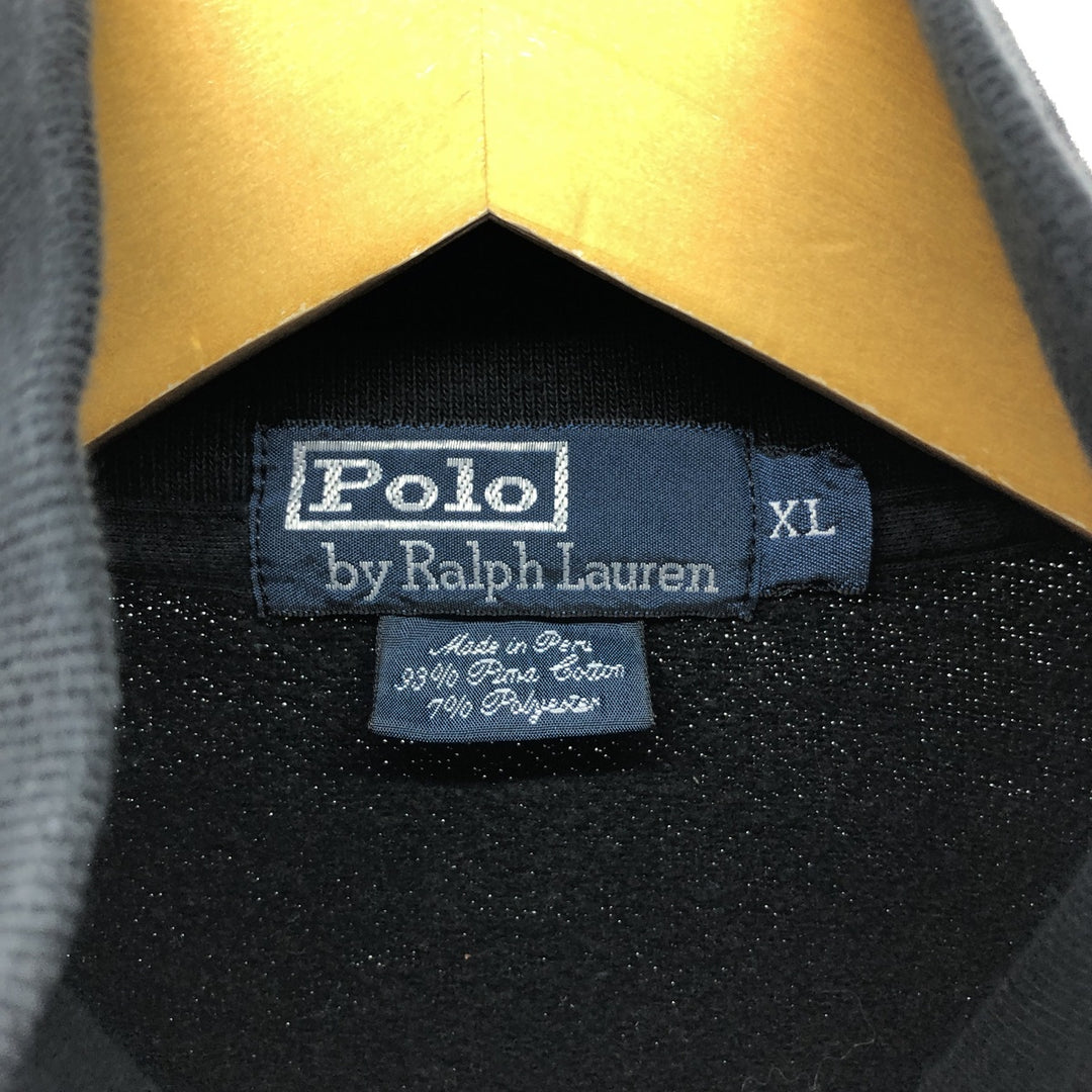Ralph Lauren POLO by Ralph Lauren full zip sweatshirt, men's XL size Pima Cotton black type Vintage Second Hand
