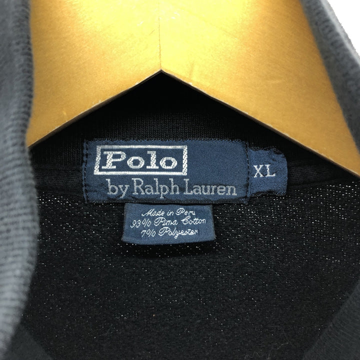 Ralph Lauren POLO by Ralph Lauren full zip sweatshirt, men's XL size Pima Cotton black type Vintage Second Hand