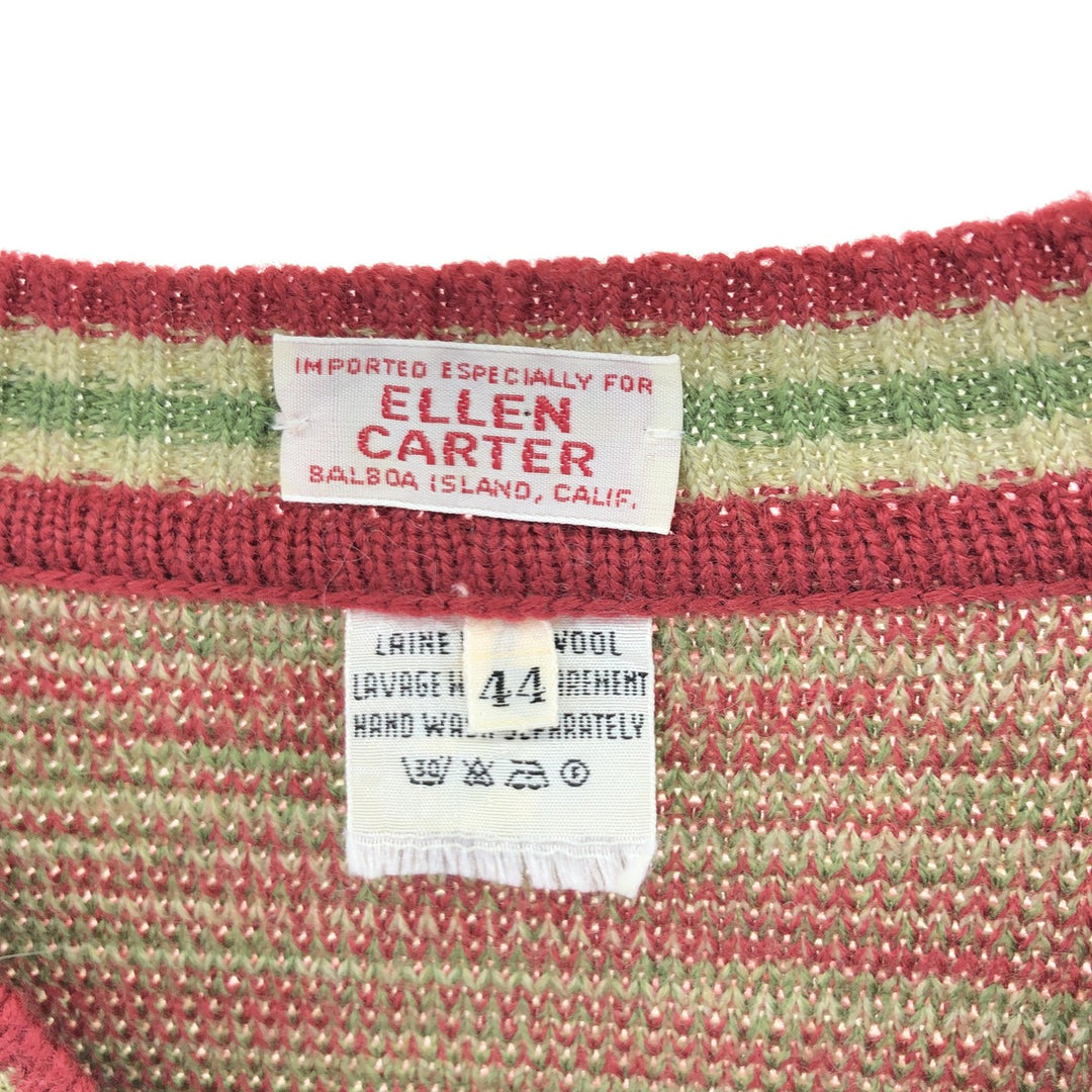 ELLEN CARTER V-neck wool knit sweater, women's size M, vintage / eaa492254