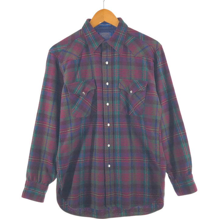 Vintage 70'S Pendleton Check Pattern Wool Western Shirt Made in USA Men's M Size /eaa492277