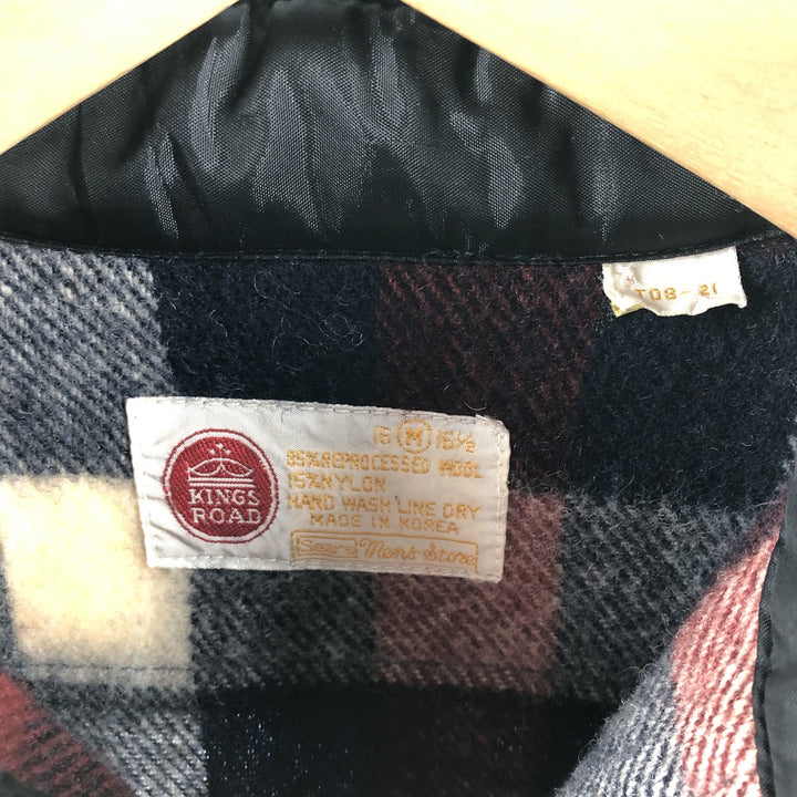1970'S ~ Sears KINGS ROAD Tartan Check Wool Shirt Men's M Size Vintage / eaa492282