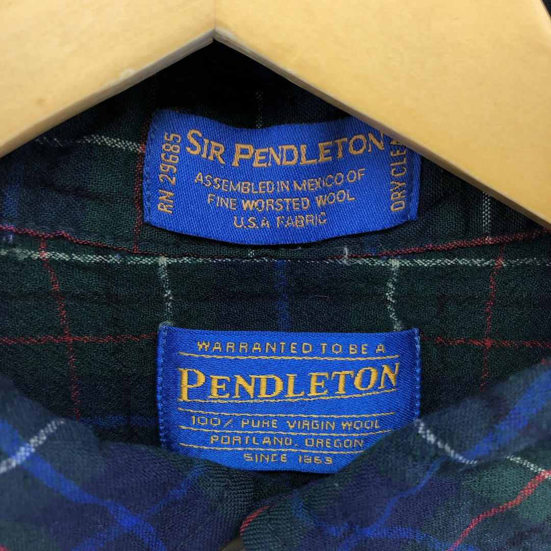 Pendleton Check Pattern Wool Button-Down Shirt, Men's XL Size / eaa492297