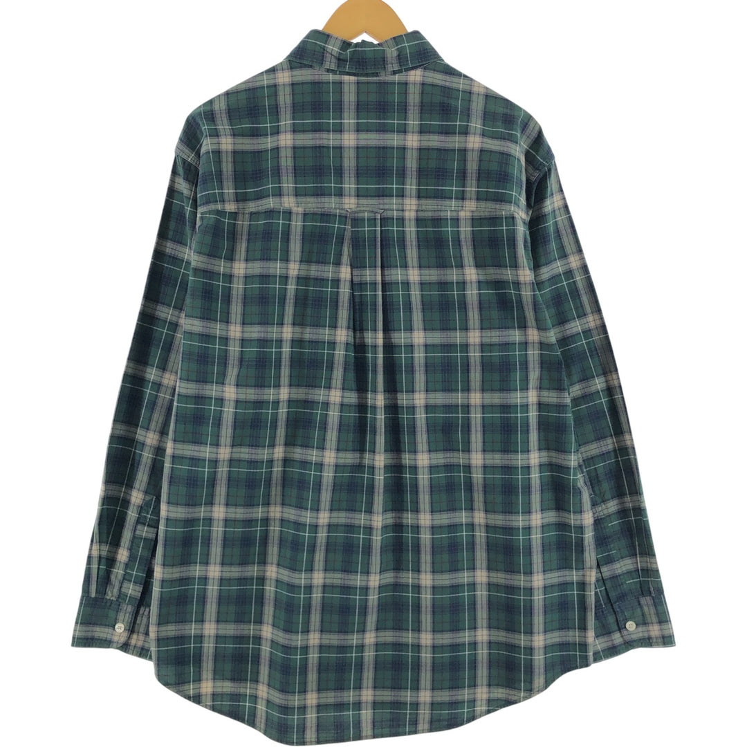 Ralph Lauren CHAPS Long Sleeve Button-Down Check Shirt, Men's Size L cotton green type Vintage Second Hand