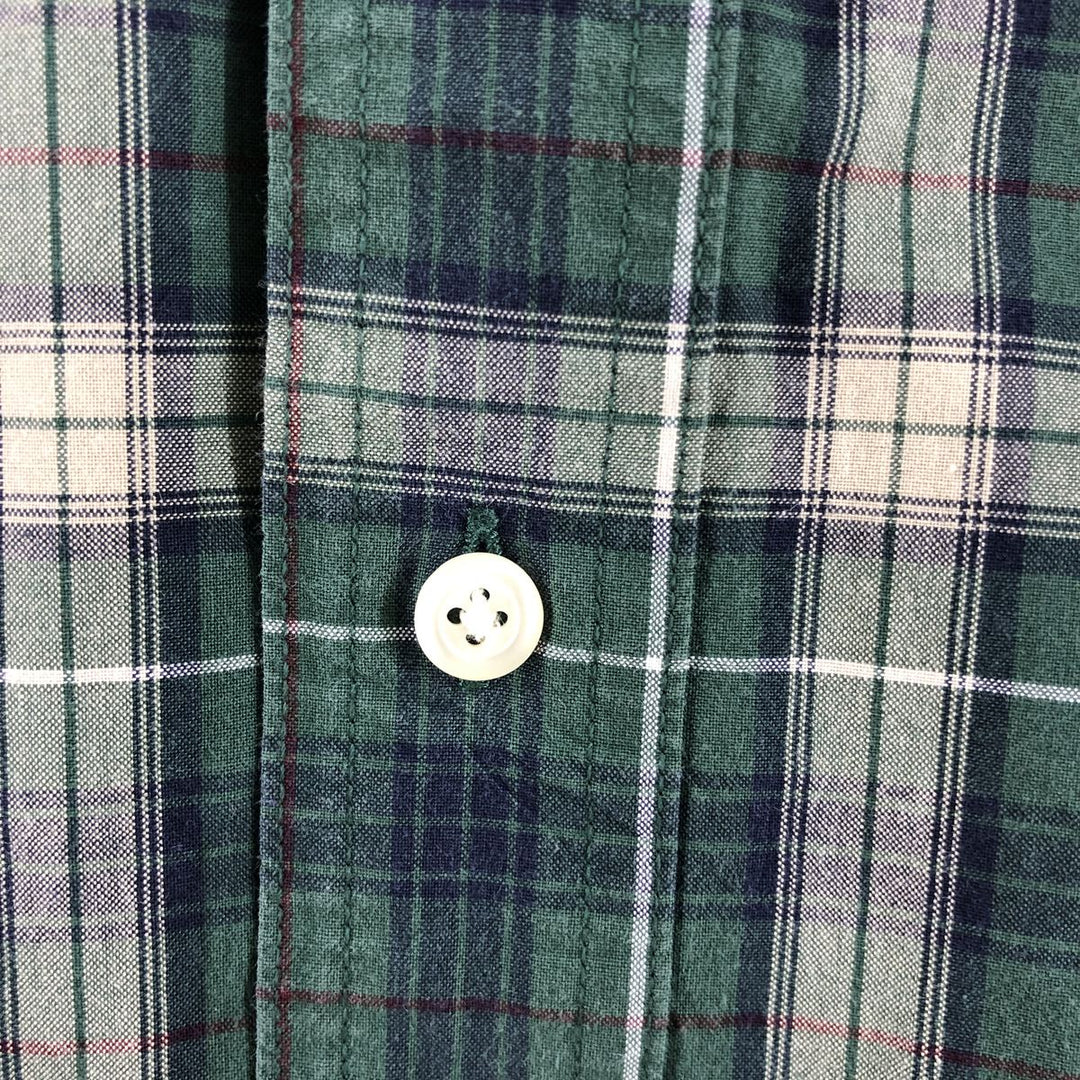 Ralph Lauren CHAPS Long Sleeve Button-Down Check Shirt, Men's Size L cotton green type Vintage Second Hand