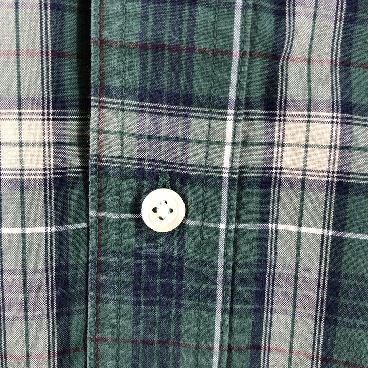 Ralph Lauren CHAPS Long Sleeve Button-Down Check Shirt, Men's Size L cotton green type Vintage Second Hand