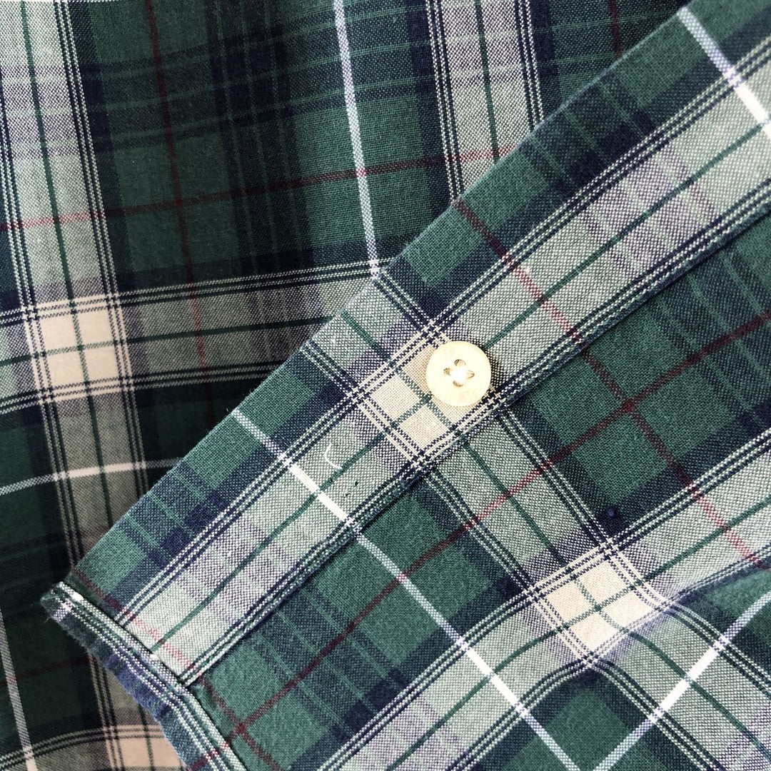 Ralph Lauren CHAPS Long Sleeve Button-Down Check Shirt, Men's Size L cotton green type Vintage Second Hand