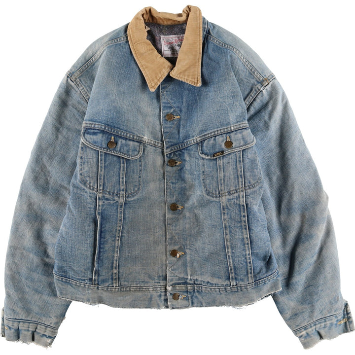 70s~80'S Lee STORM RIDER denim jacket, denim jacket, made in USA, men's size L, vintage /eaa492425