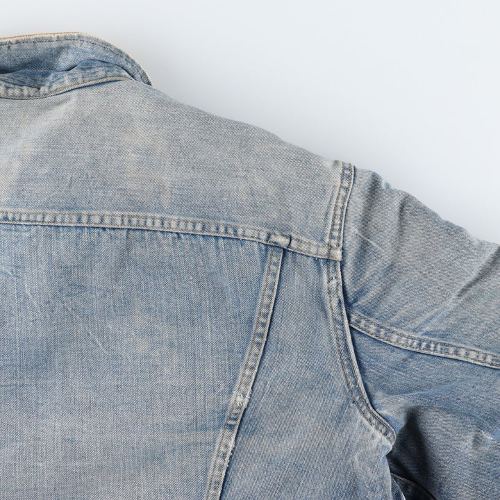 70s~80'S Lee STORM RIDER denim jacket, denim jacket, made in USA, men's size L, vintage /eaa492425