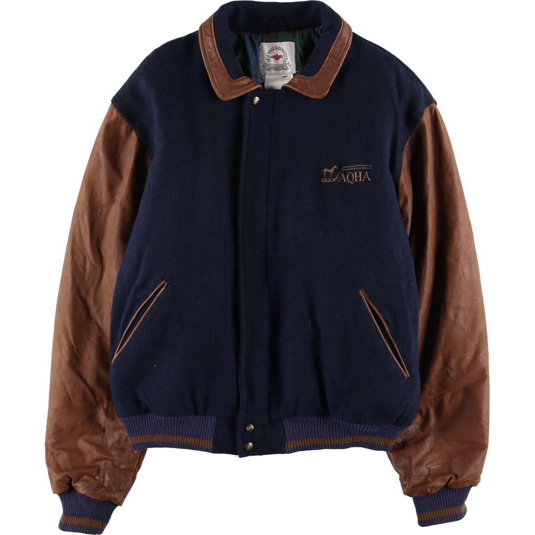 MID WEST GARMENT CO. Leather sleeve wool varsity jacket award jacket varsity jacket men's size L /eaa492464