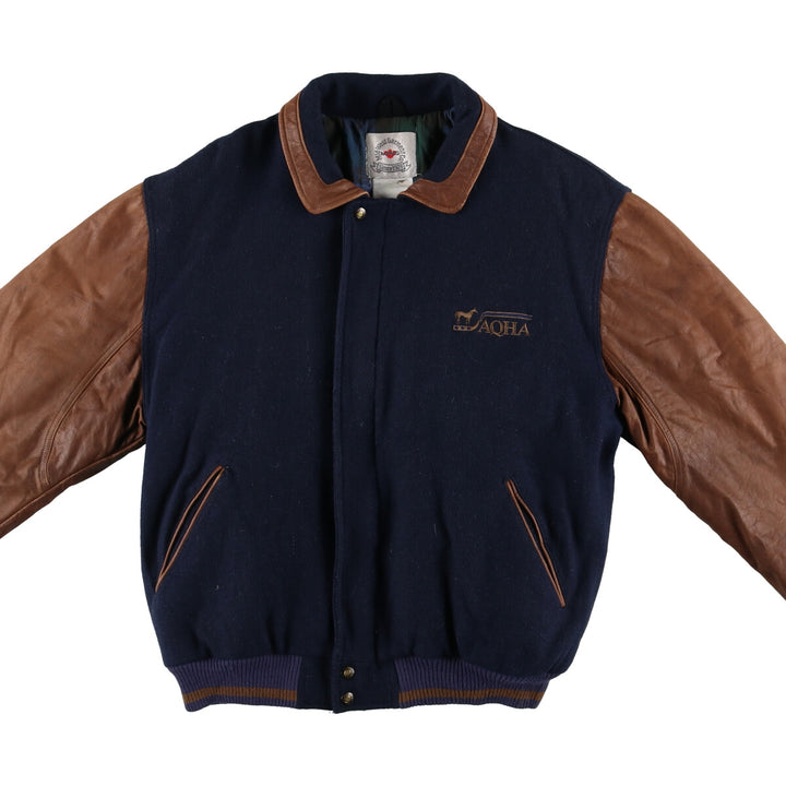 MID WEST GARMENT CO. Leather sleeve wool varsity jacket award jacket varsity jacket men's size L /eaa492464