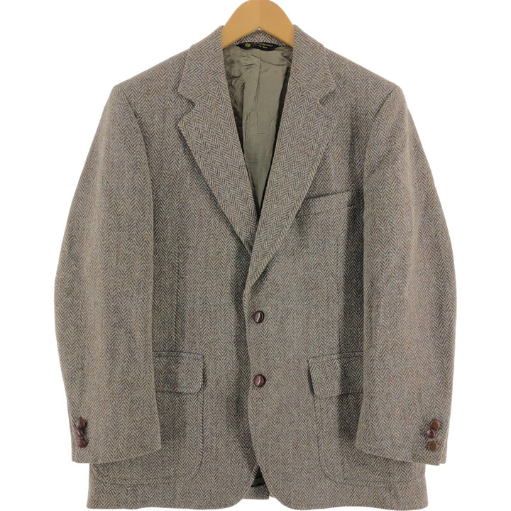 80s-90'S JOS.A.BANK Harris Tweed Herringbone Wool Tailored Jacket Made in USA Men's M size /eaa492492