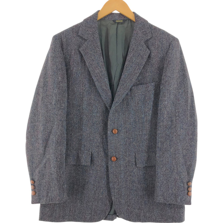 80s-90'S Cabrini Harris Tweed Herringbone Wool Tailored Jacket Made in USA Men's L size /eaa492493