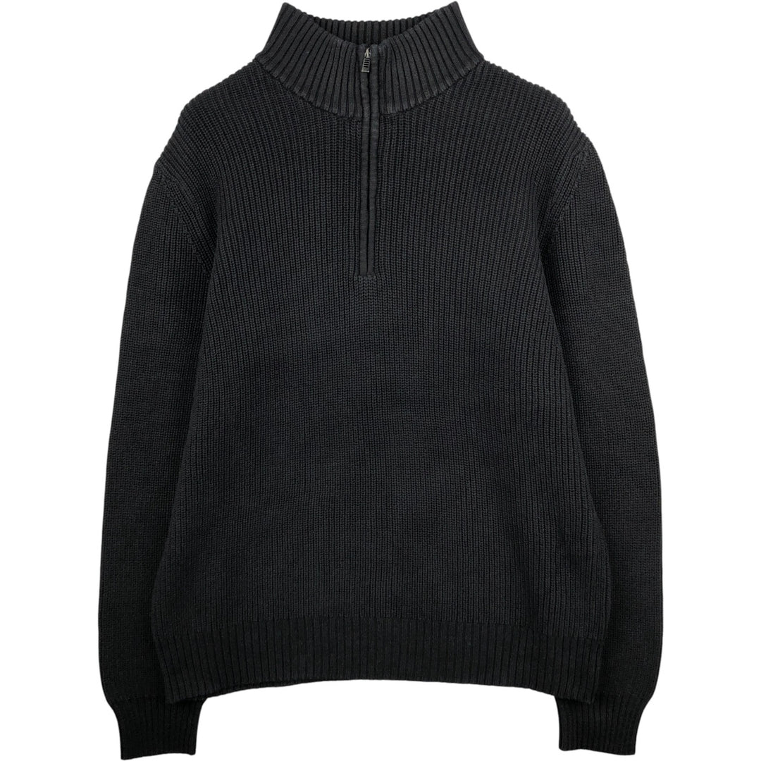 Vintage 90s-00'S Calvin Klein ribbed cotton knit half-zip sweater, men's size L cotton black type Vintage Second Hand
