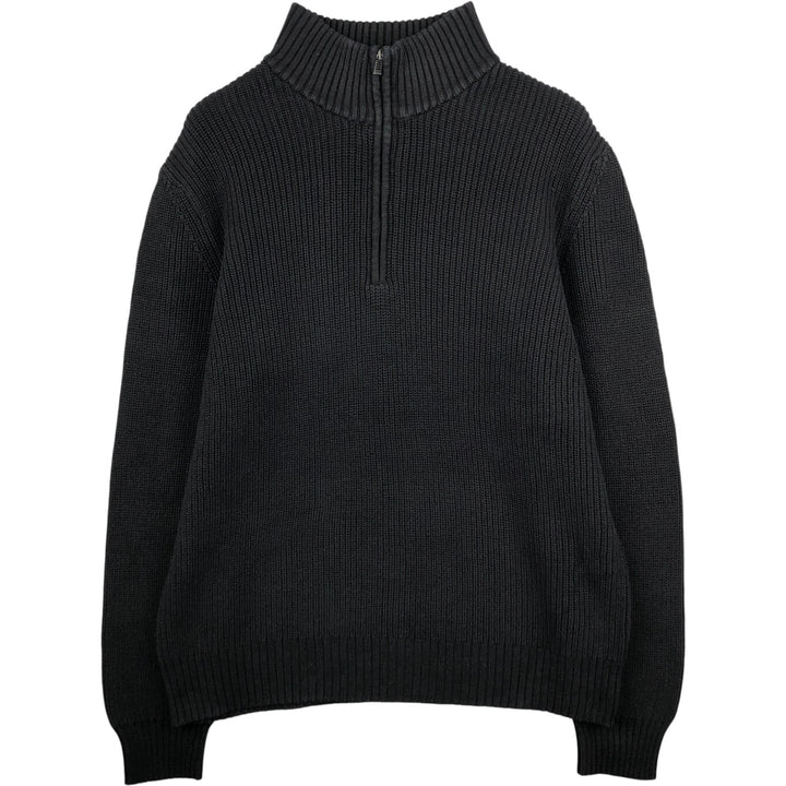 Vintage 90s-00'S Calvin Klein ribbed cotton knit half-zip sweater, men's size L cotton black type Vintage Second Hand