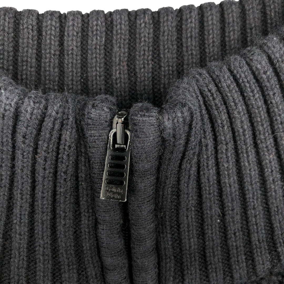 Vintage 90s-00'S Calvin Klein ribbed cotton knit half-zip sweater, men's size L cotton black type Vintage Second Hand