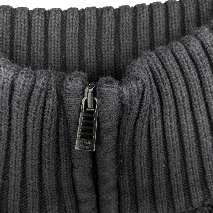 Vintage 90s-00'S Calvin Klein ribbed cotton knit half-zip sweater, men's size L cotton black type Vintage Second Hand