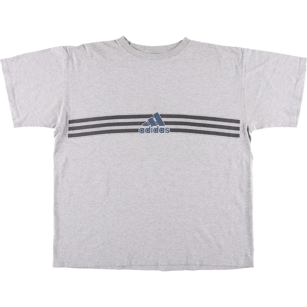 90'S Adidas logo print T-shirt, men's XL size, vintage cotton gray type Vintage Second Hand