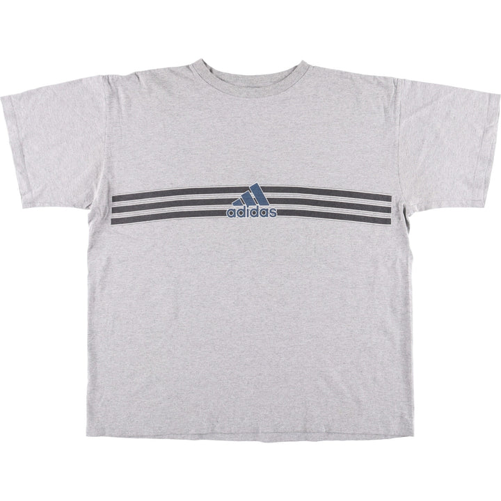 90'S Adidas logo print T-shirt, men's XL size, vintage cotton gray type Vintage Second Hand