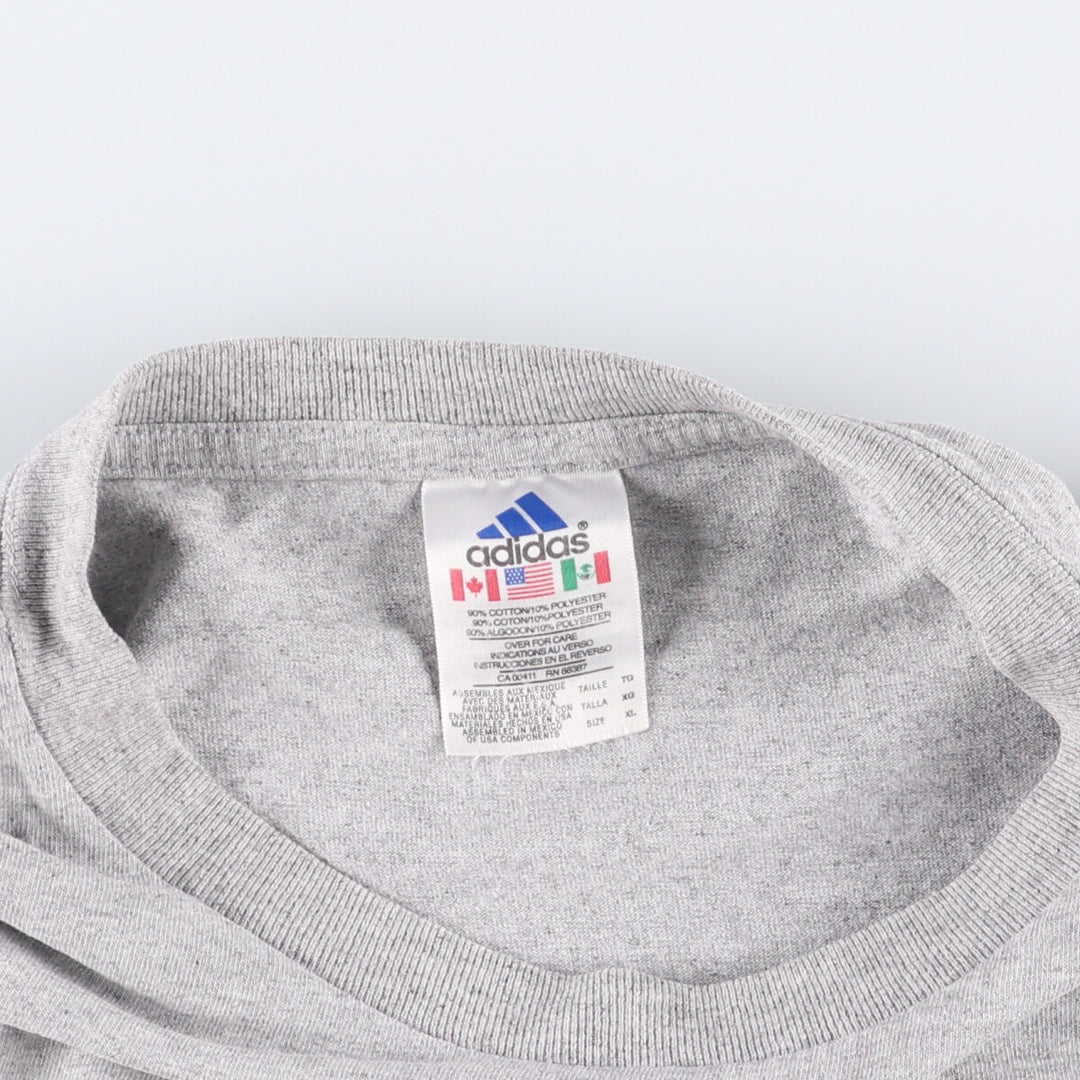 90'S Adidas logo print T-shirt, men's XL size, vintage cotton gray type Vintage Second Hand