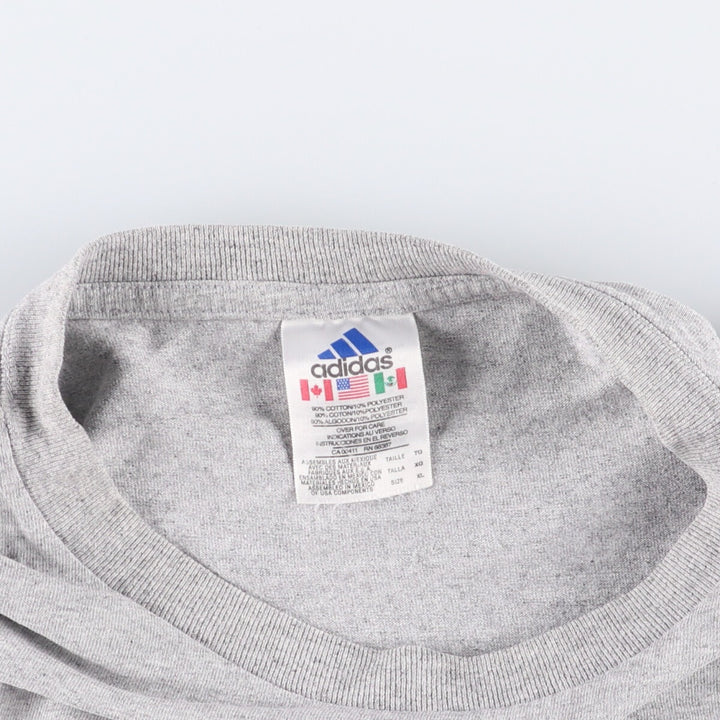 90'S Adidas logo print T-shirt, men's XL size, vintage cotton gray type Vintage Second Hand