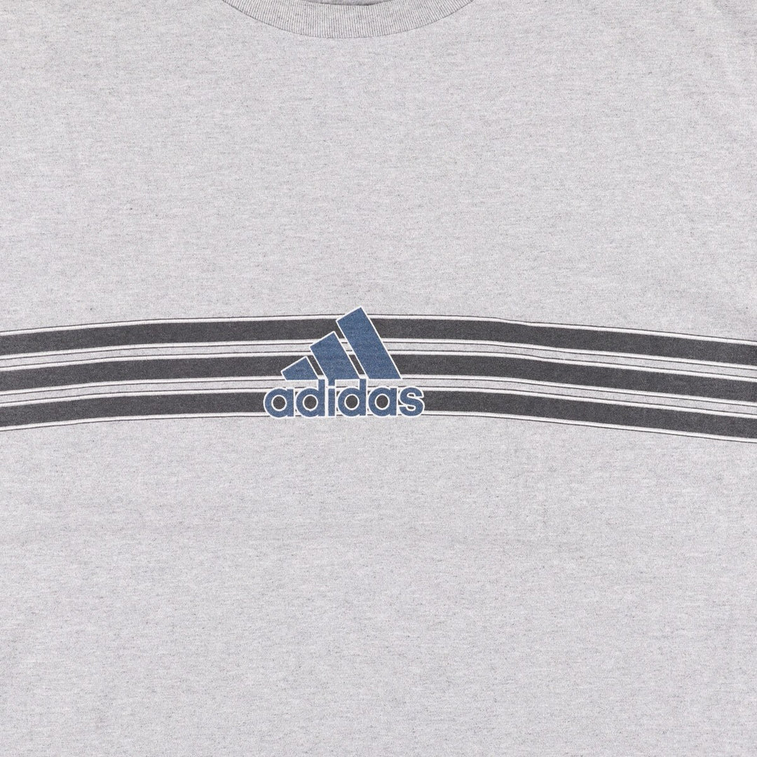 90'S Adidas logo print T-shirt, men's XL size, vintage cotton gray type Vintage Second Hand