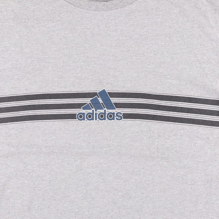 90'S Adidas logo print T-shirt, men's XL size, vintage cotton gray type Vintage Second Hand