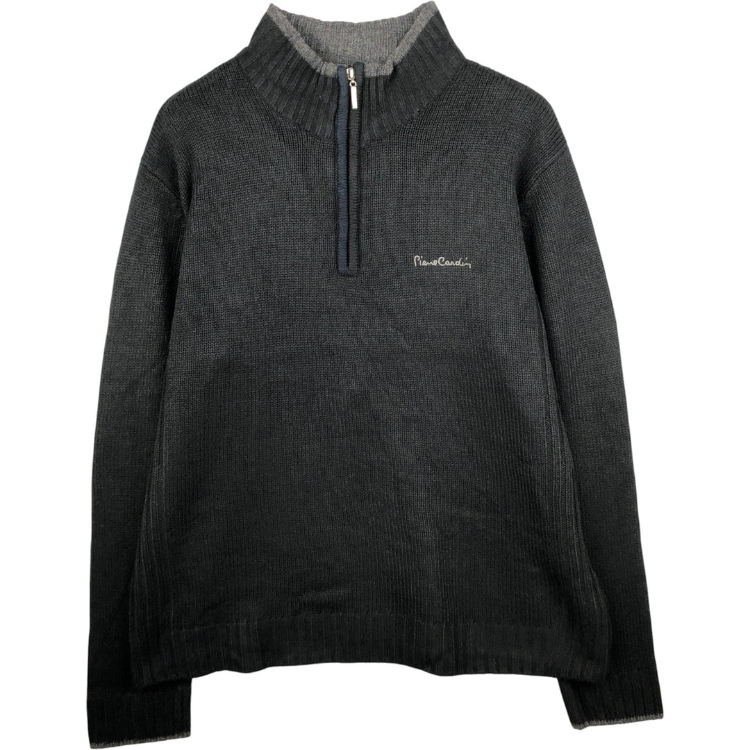 Pierre Cardin PARIS acrylic knit half-zip sweater, men's size L acrylic black type Vintage Second Hand