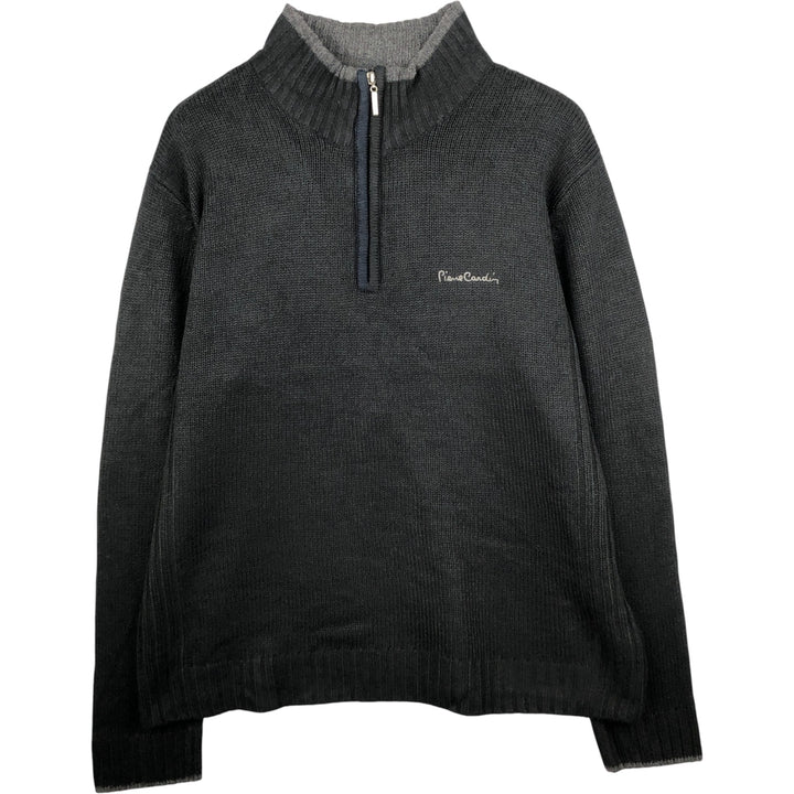Pierre Cardin PARIS acrylic knit half-zip sweater, men's size L acrylic black type Vintage Second Hand