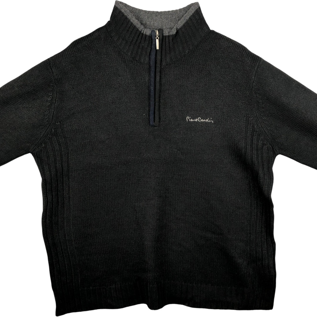 Pierre Cardin PARIS acrylic knit half-zip sweater, men's size L acrylic black type Vintage Second Hand