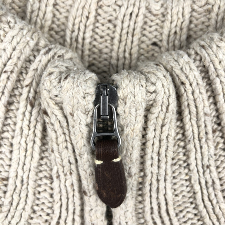 Ralph Lauren POLO by Ralph Lauren Cotton Knit Half-Zip Sweater, Men's Size L, Elbow Patches cotton Beige type Vintage Second Hand
