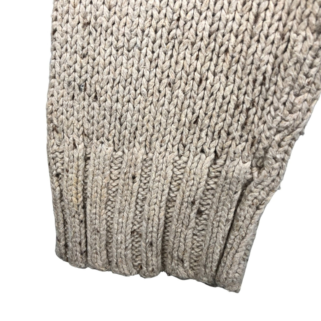 Ralph Lauren POLO by Ralph Lauren Cotton Knit Half-Zip Sweater, Men's Size L, Elbow Patches cotton Beige type Vintage Second Hand