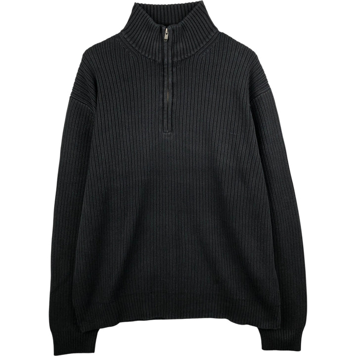 Vintage 90s-00'S Calvin Klein ribbed cotton knit half-zip sweater, men's size XL cotton black type Vintage Second Hand