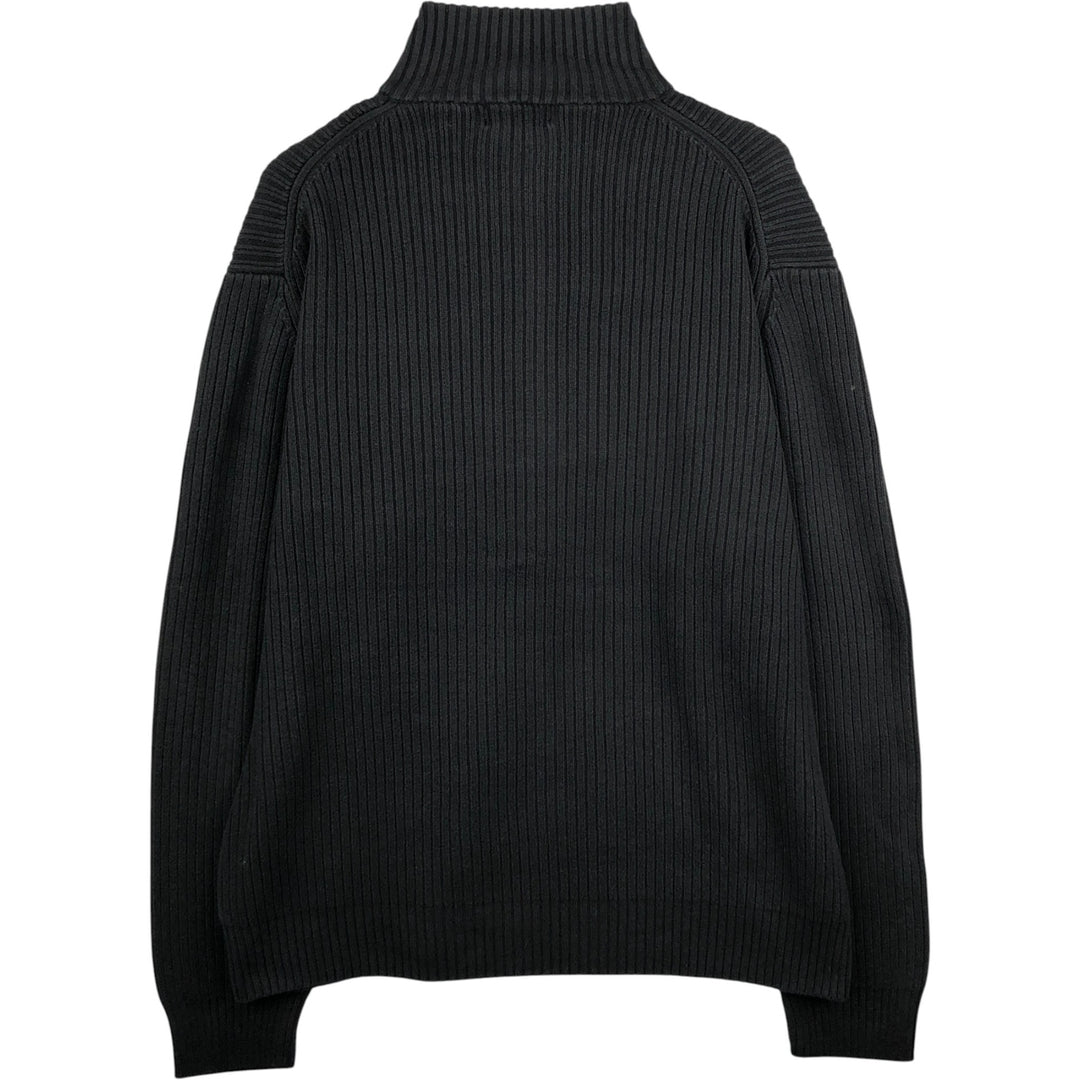 Vintage 90s-00'S Calvin Klein ribbed cotton knit half-zip sweater, men's size XL cotton black type Vintage Second Hand
