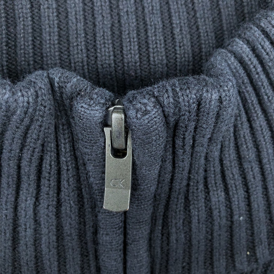 Vintage 90s-00'S Calvin Klein ribbed cotton knit half-zip sweater, men's size XL cotton black type Vintage Second Hand