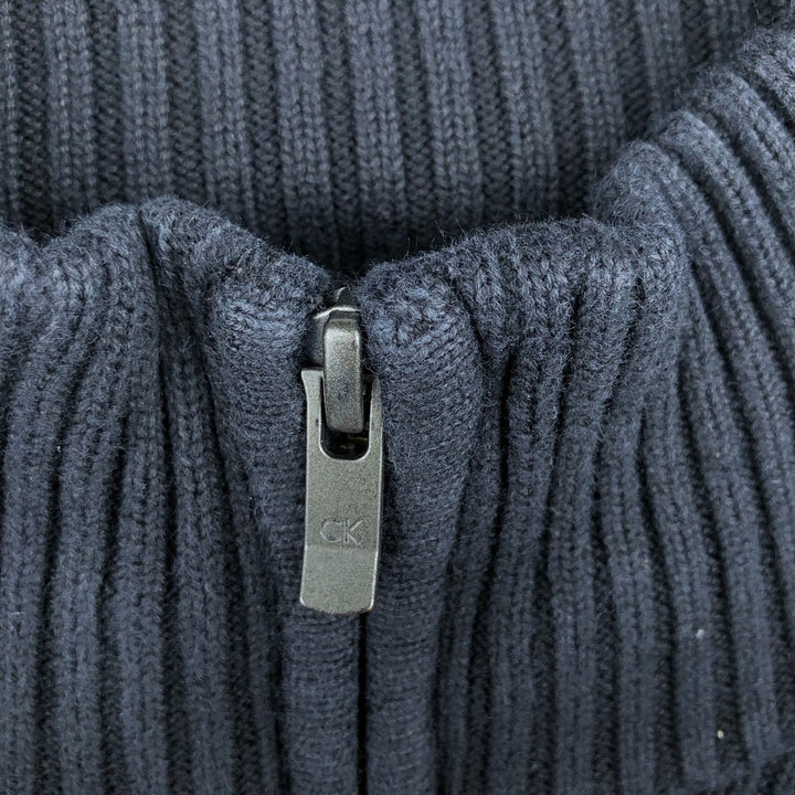 Vintage 90s-00'S Calvin Klein ribbed cotton knit half-zip sweater, men's size XL cotton black type Vintage Second Hand