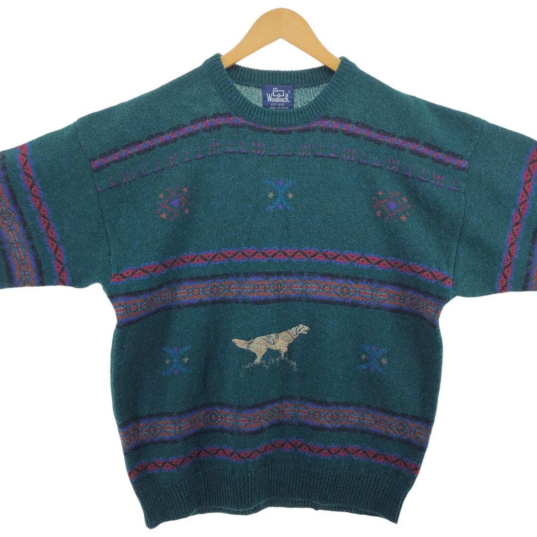 80'S WOOLRICH All-over Dog Pattern Wool Knit Sweater Men's XL Vintage /eaa492584