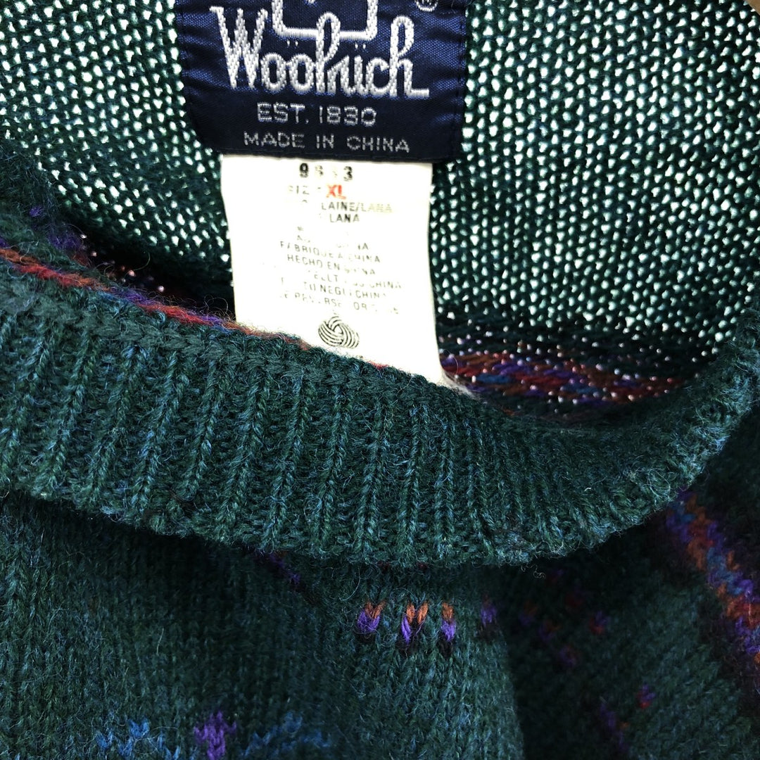 80'S WOOLRICH All-over Dog Pattern Wool Knit Sweater Men's XL Vintage /eaa492584