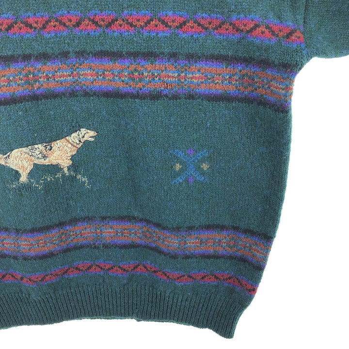 80'S WOOLRICH All-over Dog Pattern Wool Knit Sweater Men's XL Vintage /eaa492584