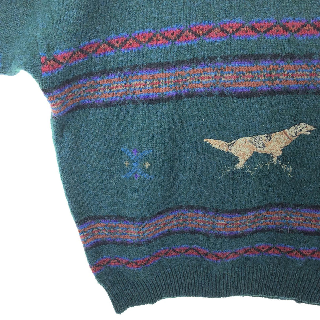 80'S WOOLRICH All-over Dog Pattern Wool Knit Sweater Men's XL Vintage /eaa492584