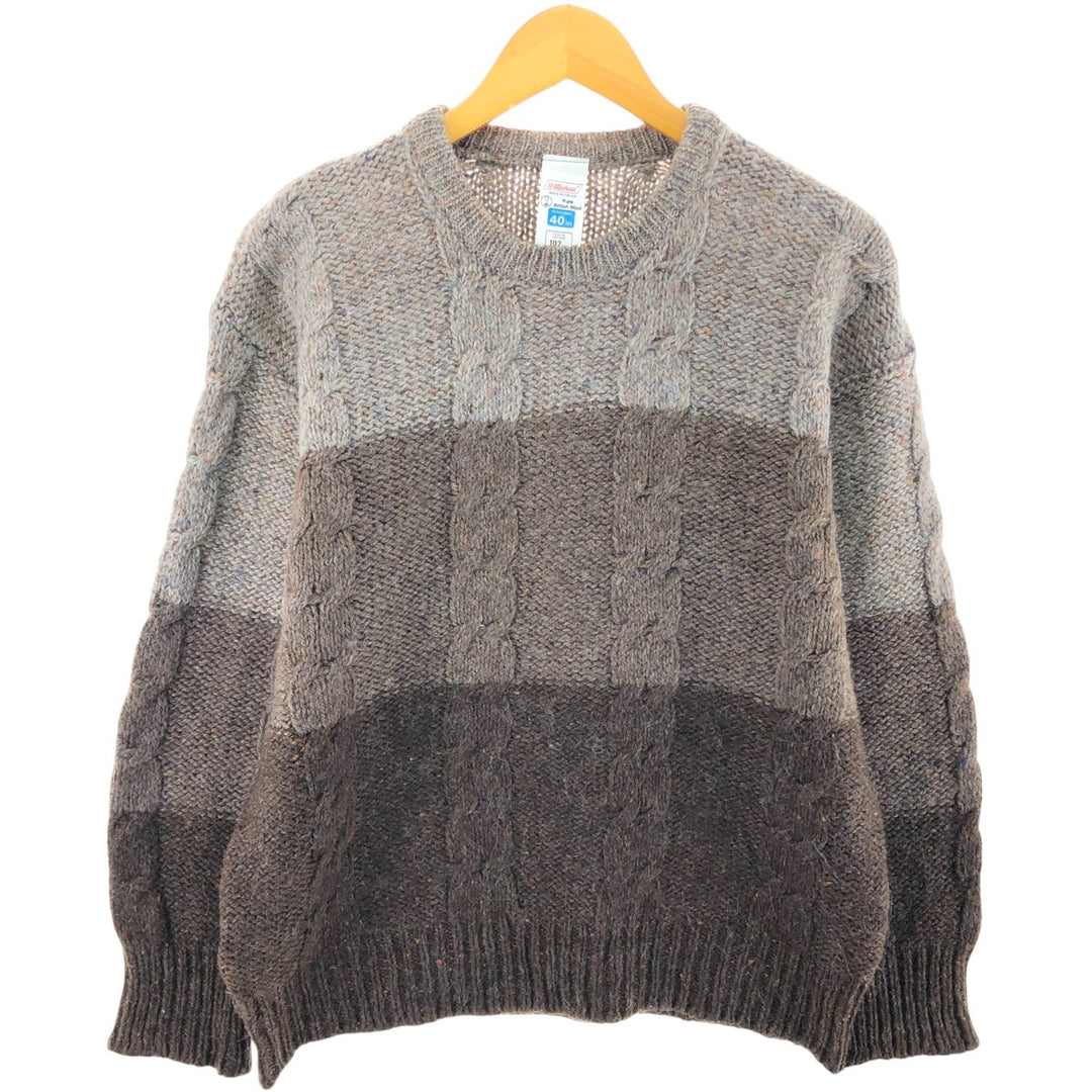 St Michael Border Pattern Cable Knit Wool Knit Sweater Made in the UK Men's L size /eaa492598