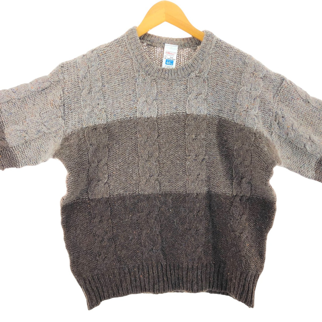 St Michael Border Pattern Cable Knit Wool Knit Sweater Made in the UK Men's L size /eaa492598